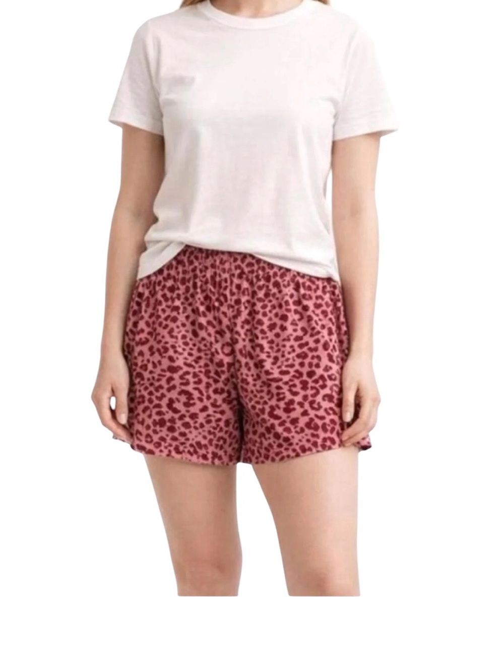 Avia Pink Leopard Print Athletic Shorts Large